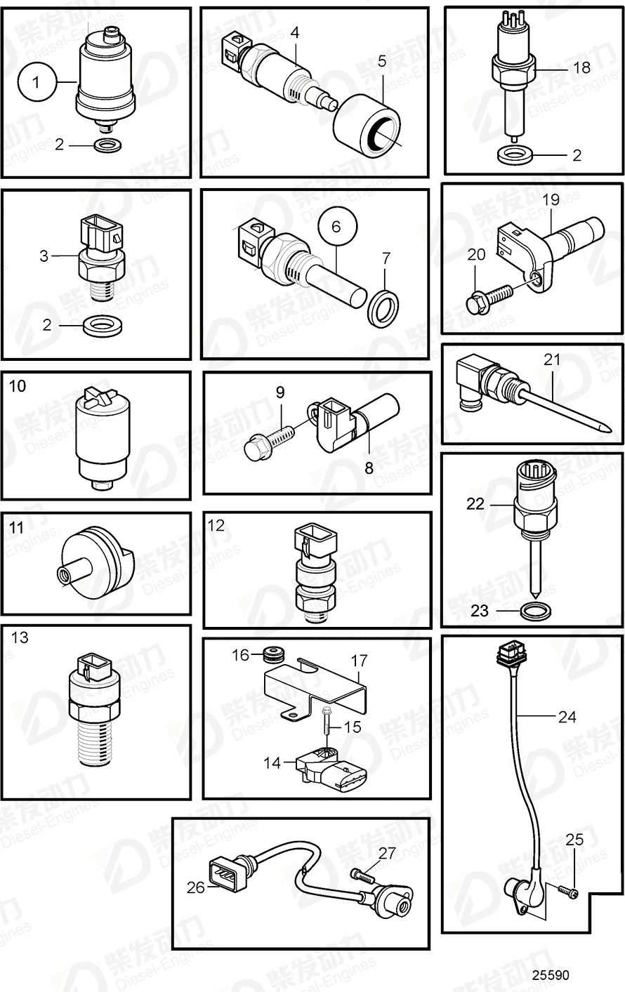 volvo penta Pressure sensor 20924083 Drawing volvo penta Pressure sensor 20924083 Drawing